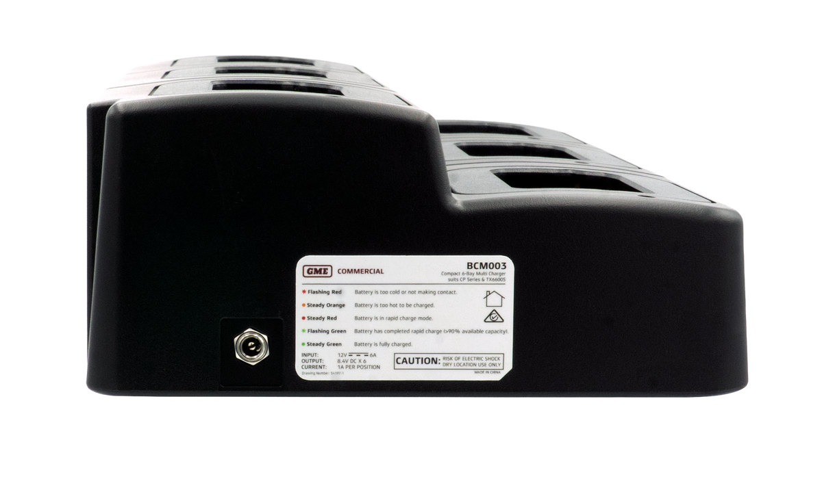 GME BCM003 6-Bay Radio Charger for CP Series & TX6600S – Compact