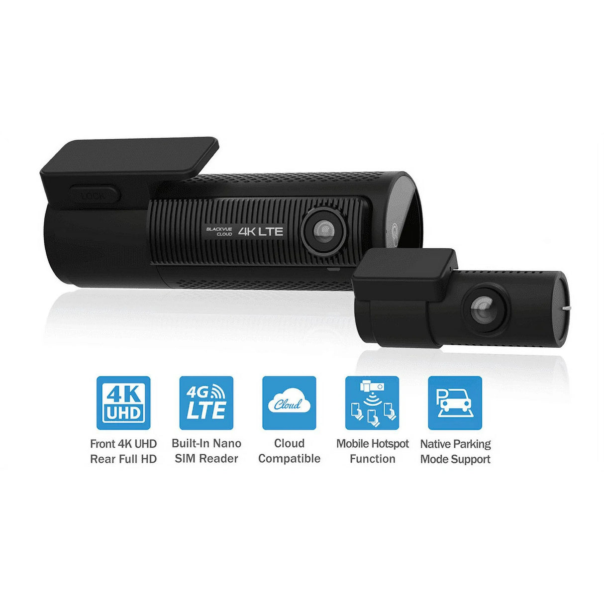 BlackVue DR970X-2CH-LTE-PL-II 4K UHD Dual Channel Dash Cam with Built-in 4G LTE Connectivity (64GB)