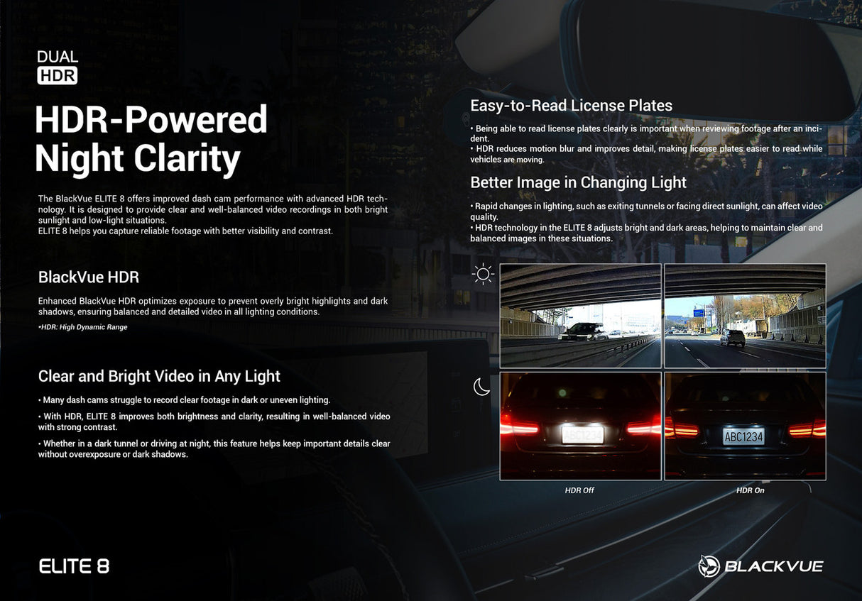 BlackVue ELITE 8-1CH 4K UHD Single Channel Dash Cam