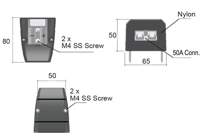 50A Power Connector Surface Mount Plug with Black Panel, Grey