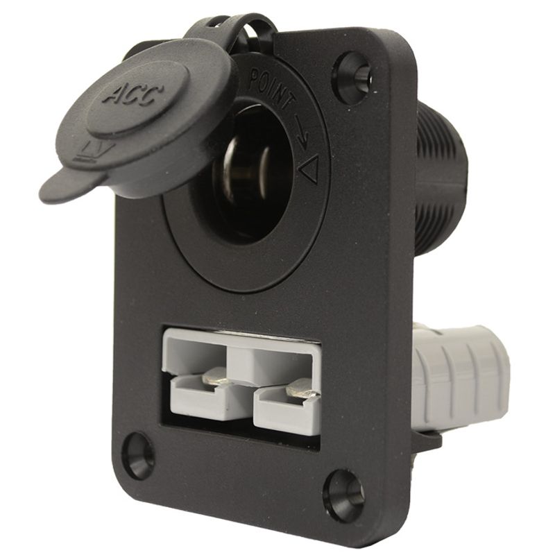 Grey 50A Power Connector Panel Mount with DC Accessory Socket, Includes Plug and Panel