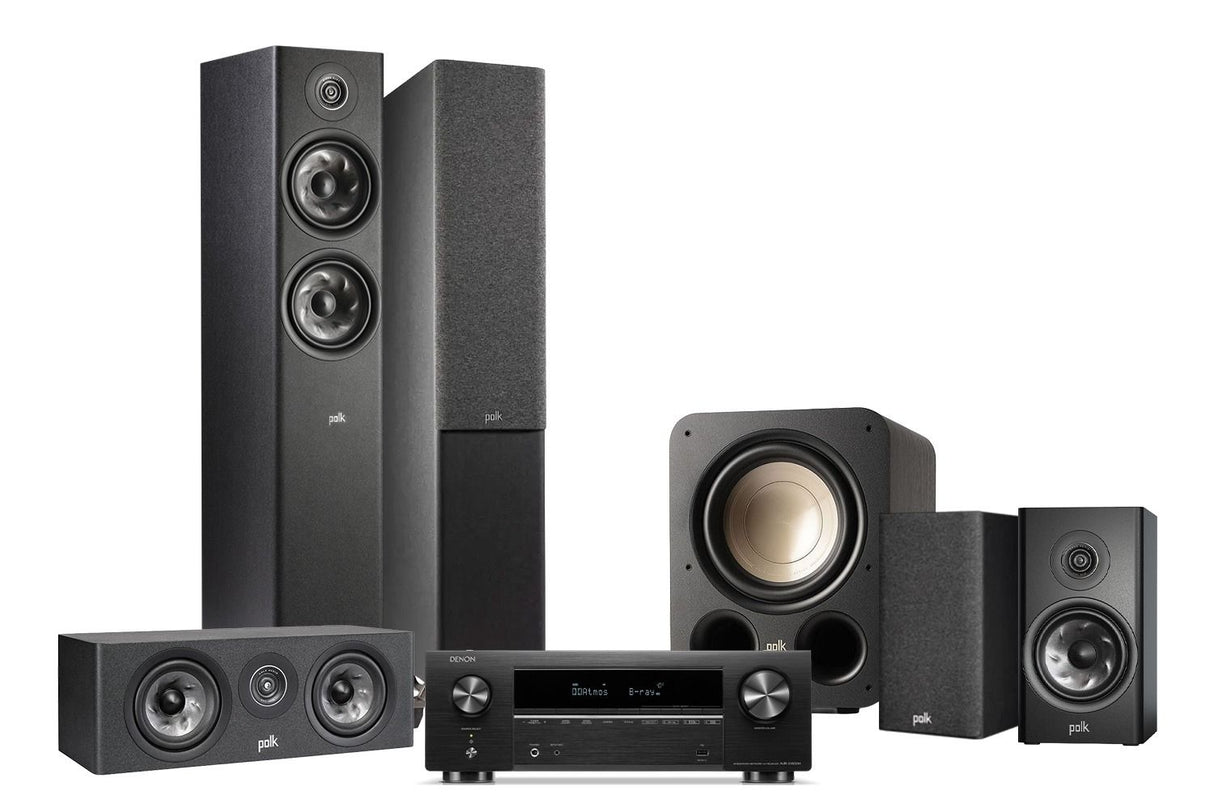 Polk DPRS51 Audio Reserve Series 5.1 Speaker Package with Denon AVR-X1800H Receiver