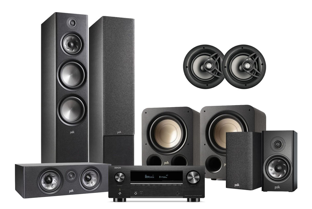 Polk DPRS522 Audio Reserve Series 5.2.2 Speaker Package with Denon AVC-X3800H Receiver
