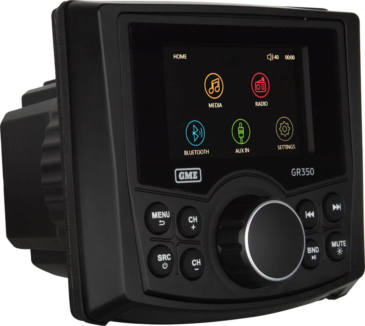 GME GR350BTB Compact Marine Stereo – AM/FM, Bluetooth, IPX5 Black