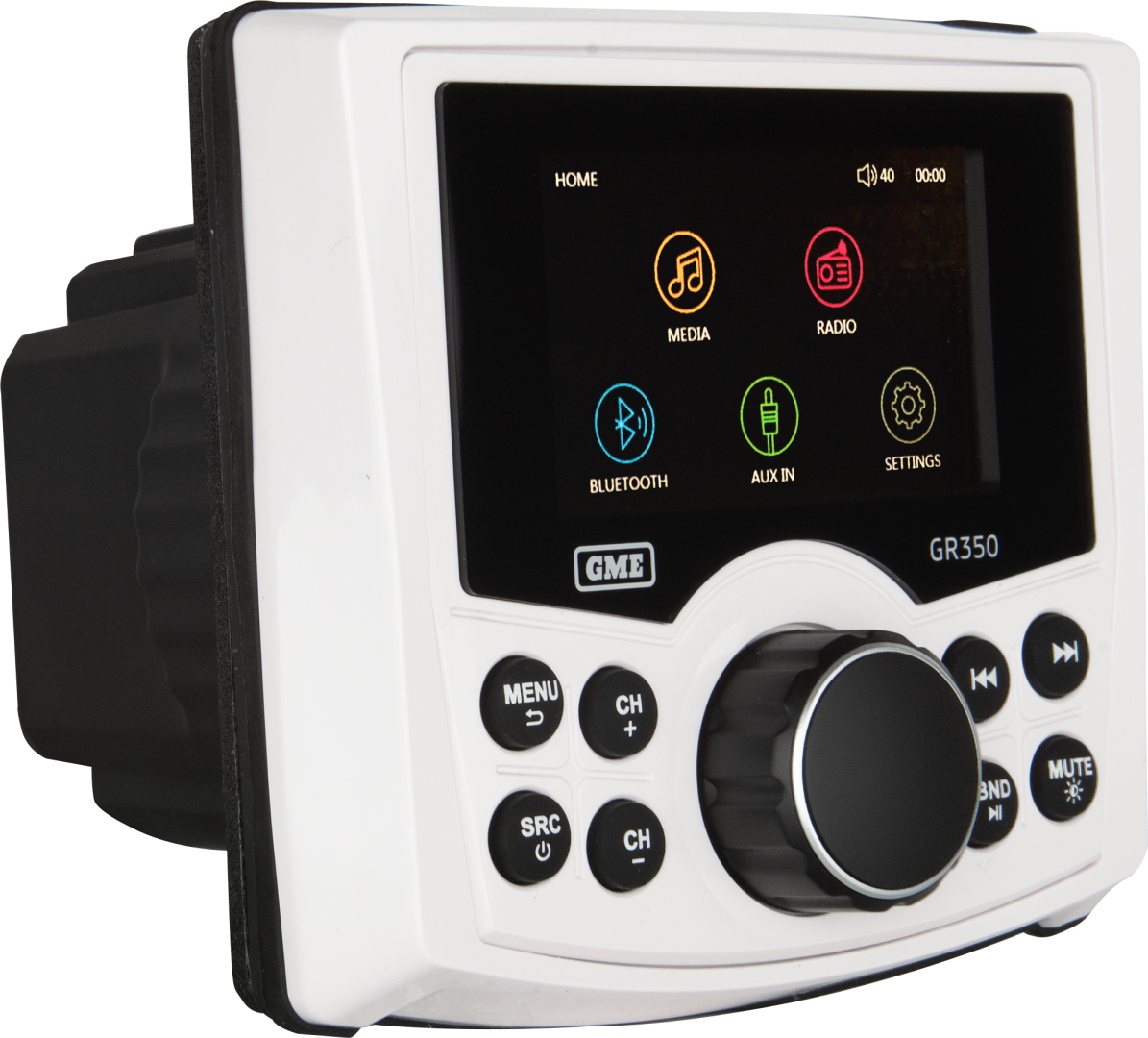 GME GR350BTW Compact Marine Stereo – AM/FM, Bluetooth, IPX5 White