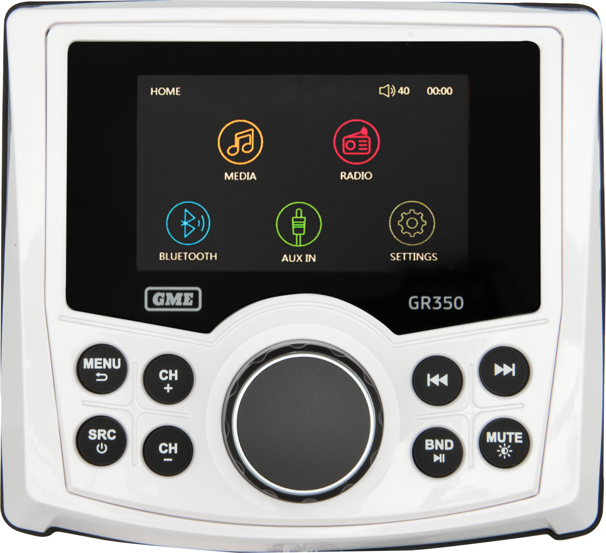 GME GR350BTW Compact Marine Stereo – AM/FM, Bluetooth, IPX5 White