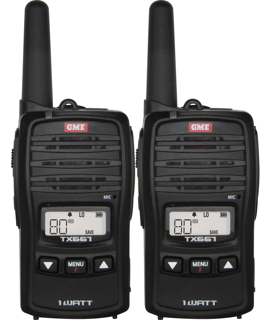 GME TX667TP 1W UHF CB Handheld Radio Twin Pack