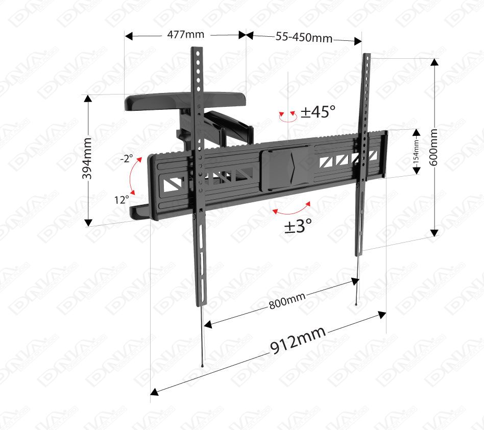 PSW792LAT TV Wall Mount 47 to 90 Inch Full Motion Mount