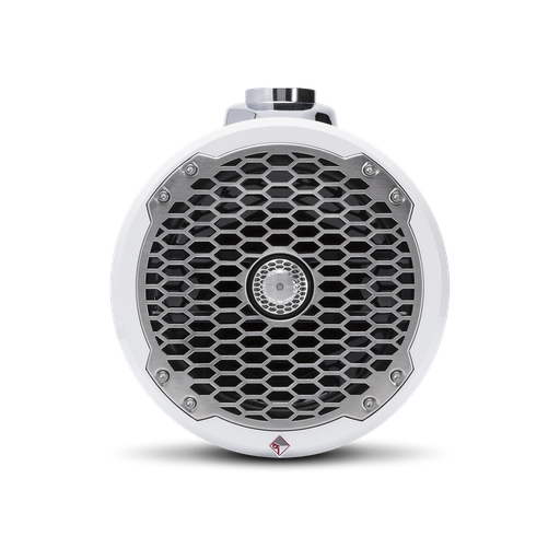 8” Punch Series Marine Wakeboard Tower Speakers with Enclosure & Sports Grille - White
