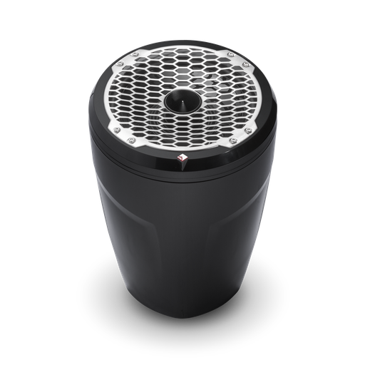 8” Punch Series Marine Wakeboard Tower Speakers with Horn Tweeter, Enclosure & Sports Grille - Black
