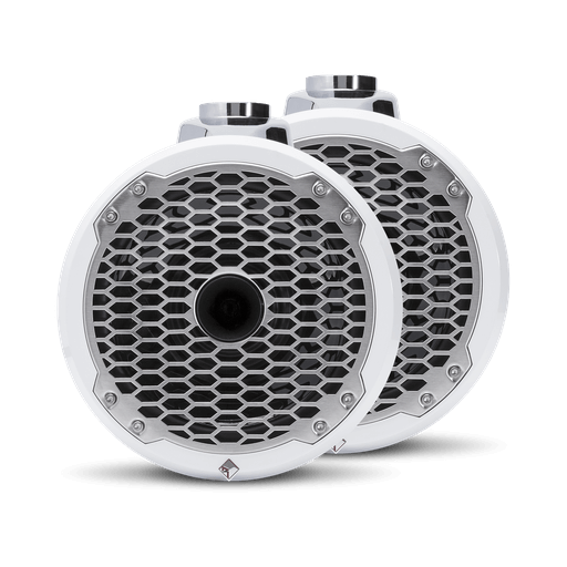 8” Punch Series Marine Wakeboard Tower Speakers with Horn Tweeter, Enclosure & Sports Grille - White