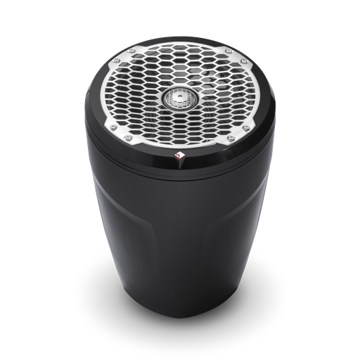 8” Punch Series Marine Wakeboard Tower Speakers with Enclosure & Sports Grille - Black