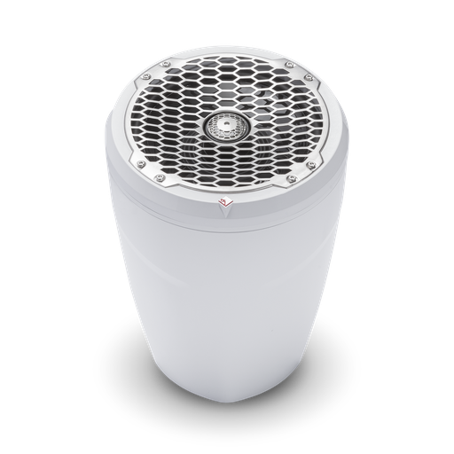 8” Punch Series Marine Wakeboard Tower Speakers with Enclosure & Sports Grille - White