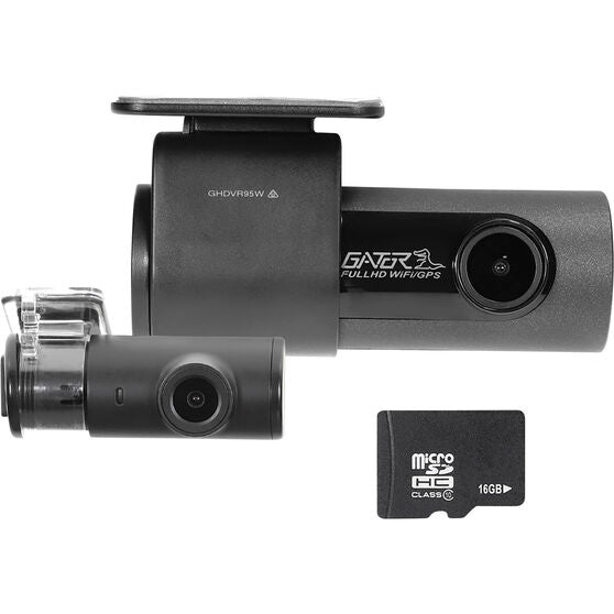 GATOR GHDVR95W 2-CHANNEL 1080P FULL HD DASH CAMERA (16GB)