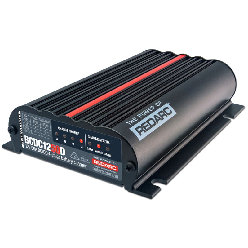 REDARC DC-DC Charger 50A 4-Stage 9–32V Input 12V Output Dual Input MPPT Regulator