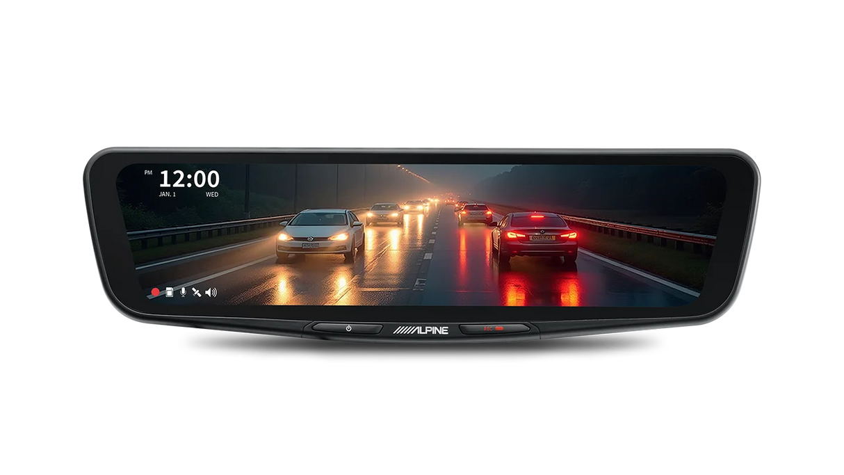 Alpine DVR-DM1000KO-IC 10-Inch Digital E-Mirror with Front & Rear DVR Camera