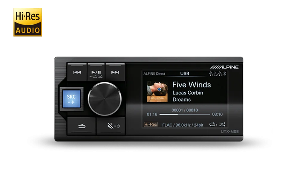 Alpine UTX-M08S Hi-Res Audio Digital Media Player with Bluetooth Audio and Dual USB