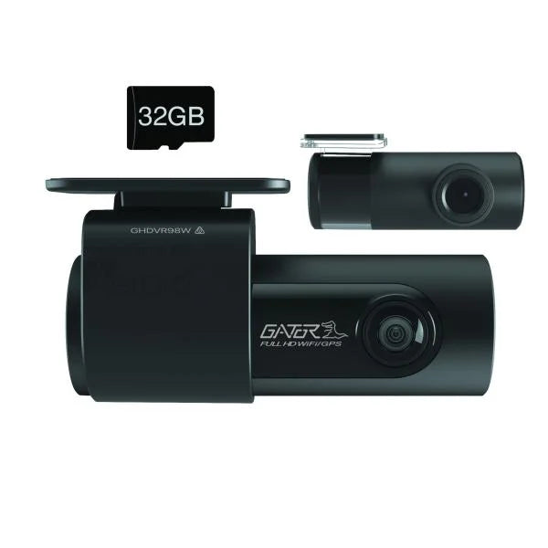 Gator GHDVR98W 2-CH 1080P FULL HD 32GB DASH CAMERA