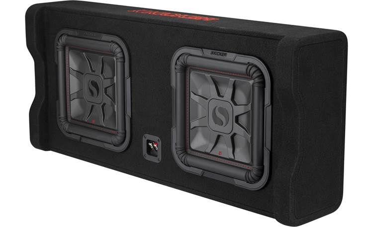Kicker 49DL7TDF122 - Sealed downward-firing enclosure with two L7T 12" shallow-mount square subwoofers
