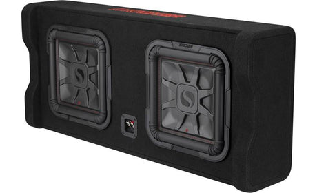 Kicker 49DL7TDF122 - Sealed downward-firing enclosure with two L7T 12" shallow-mount square subwoofers