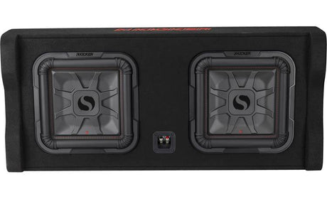 Kicker 49DL7TDF122 - Sealed downward-firing enclosure with two L7T 12" shallow-mount square subwoofers