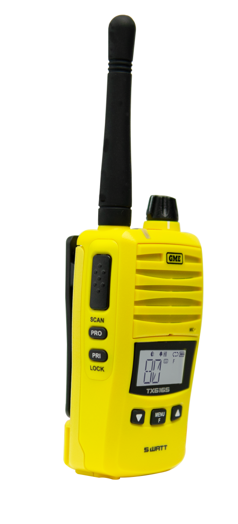GME TX6165XY 5/1 Watt IP67 UHF CB Handheld Radio Yellow