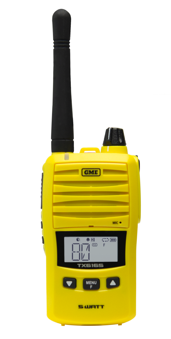 GME TX6165XY 5/1 Watt IP67 UHF CB Handheld Radio Yellow