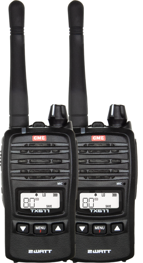 GME TX677TP 2W UHF CB Handheld Radio Twin Pack