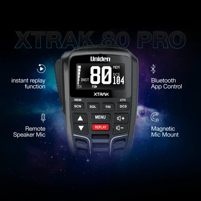 Uniden XTRAK 80 Pro Smart UHF CB Radio with Bluetooth and App Connectivity