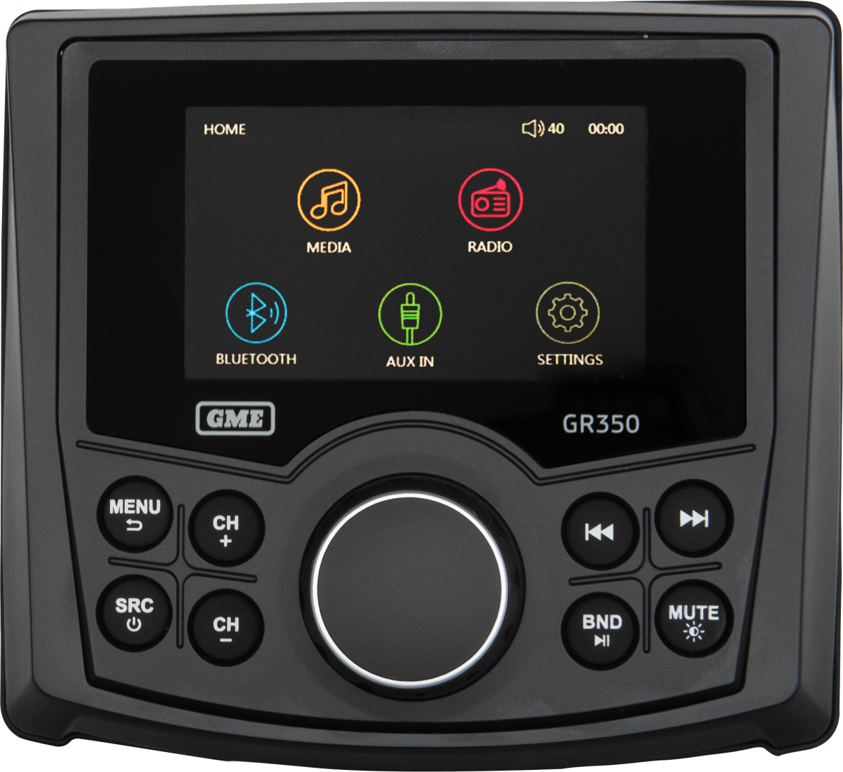 GME GR350BTB Compact Marine Stereo – AM/FM, Bluetooth, IPX5 Black