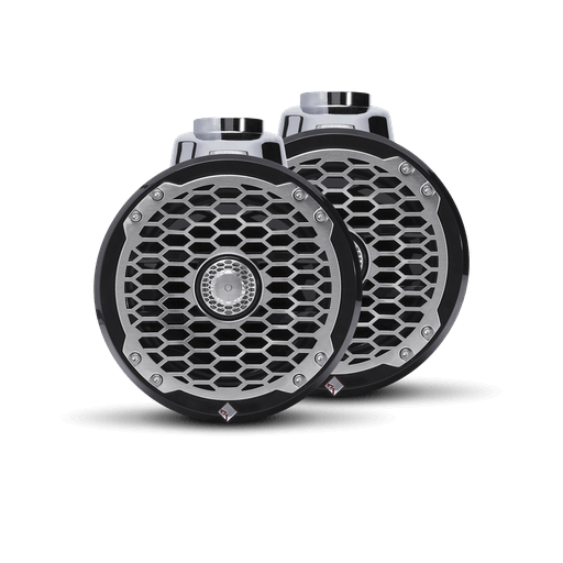 6.5” Punch Series Marine Wakeboard Tower Speakers with Enclosure & Sports Grille - Black