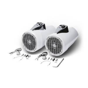 6.5” Punch Series Marine Wakeboard Tower Speakers with Enclosure & Sports Grille - White