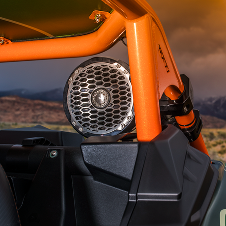 6.5” Punch Series Marine Wakeboard Tower Speakers with Mini Enclosure & Sports Grille - Black