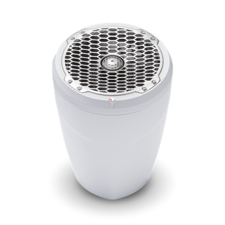 8” Punch Series Marine Wakeboard Tower Speakers with Enclosure & Sports Grille - White