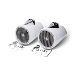 8” Punch Series Marine Wakeboard Tower Speakers with Enclosure & Sports Grille - White