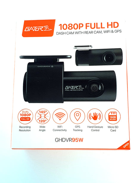 GATOR GHDVR95W 2-CHANNEL 1080P FULL HD DASH CAMERA (16GB)