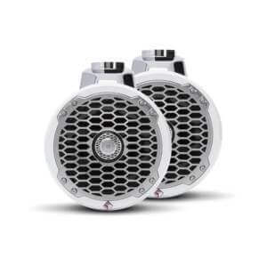 6.5” Punch Series Marine Wakeboard Tower Speakers with Enclosure & Sports Grille - White