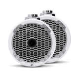 8” Punch Series Marine Wakeboard Tower Speakers with Horn Tweeter, Enclosure & Sports Grille - White