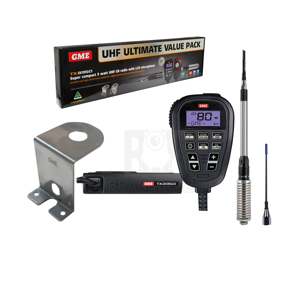 GME TX3350UVP - UHF CB RADIO VALUE PACK WITH SOUNDPATH LCD